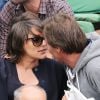 Le journaliste Pascal Humeau et sa compagne la journaliste Amandine Bégot (enceinte) - People au village des Internationaux de France de tennis de Roland Garros à Paris, le 29 mai 2015 