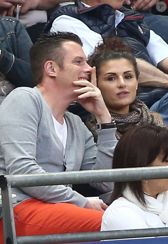 Norbert Tarayre et sa femme Amandine au Stade de France le 30 mai 2015 pour la finale de la Coupe de France PSG-Auxerre (1-0).