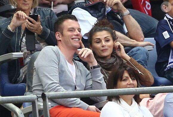 Norbert Tarayre et sa femme Amandine au Stade de France le 30 mai 2015 pour la finale de la Coupe de France PSG-Auxerre (1-0).
