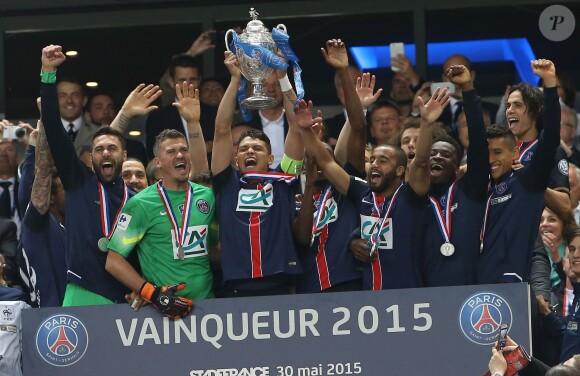 L'équipe du PSG au Stade de France le 30 mai 2015 pour la finale de la Coupe de France PSG-Auxerre (1-0).