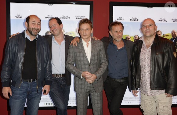 Kad Merad, Jean-François Cayrey, Benoît Magimel, Charles Berling et Vincent Moscato - Avant-première du film "On voulait tout casser" au cinéma Publicis à Paris, le 31 mai 2015.