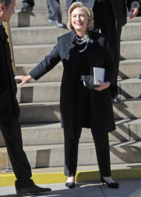 Hillary Clinton lors des obsèques du célèbre styliste Oscar de la Renta en l'église St. Ignatius de Loyola à New York, le 3 novembre 2014.