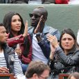 Mamadou Sakho et sa femme Majda, enceinte, à Roland-Garros à Paris le 31 mai 2015.