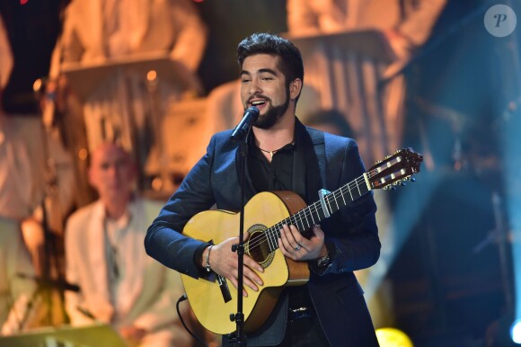 Exclusif - Kendji Girac à l'enregistrement de l'émission Les Années Bonheur à La Plaine Saint-Denis le 24 mars 2015. Emission diffusée le 2 mai 2015.