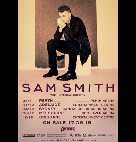 Les nouvelles dates de la tournée australienne de Sam Smith. Juin 2015