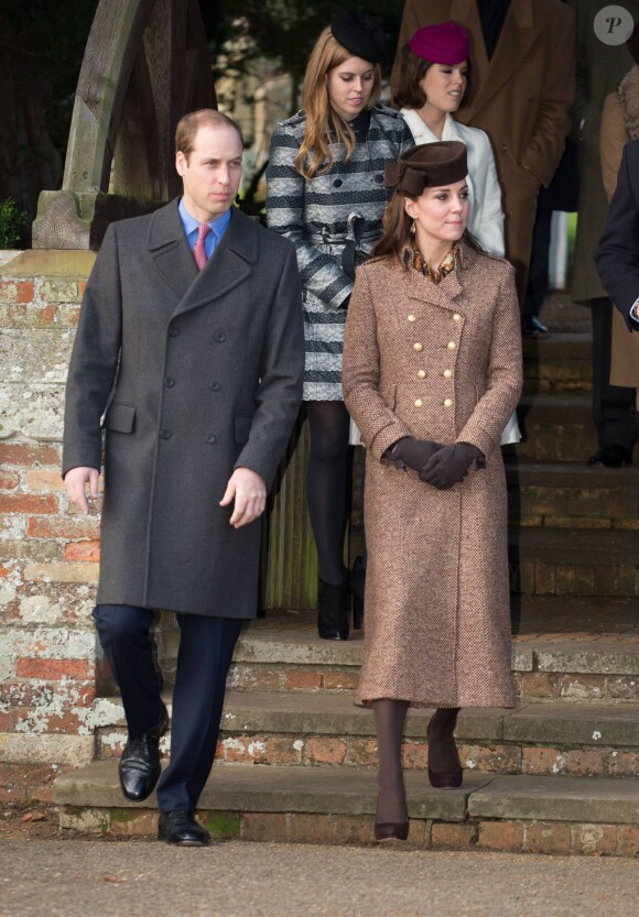 Kate Middleton et le prince William lors de la messe de Noël 2014 à Sandringham, en l'église St Mary Magdalene.