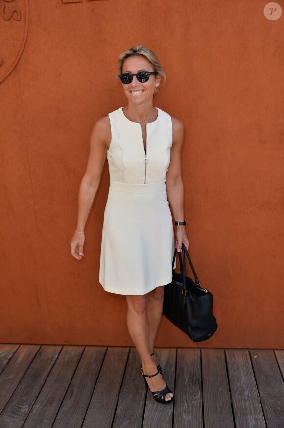 Anne-Sophie Lapix au tournoi de tennis de Roland-Garros à Paris, le 6 juin 2015.