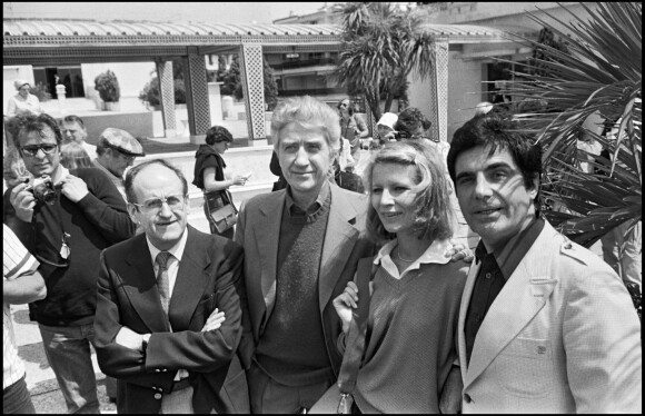 Jean Gruault, Alain Resnais, Nicole Garcia, Roger Pierre lors de la présentation de Mon Oncle d'Amérique au Festival de Cannes 1980