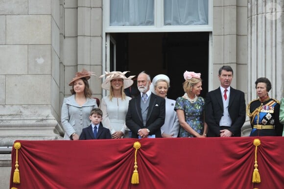 Le prince Michael et la princesse Marie-Christine de Kent, Timothy Laurence et la princesse Anne au balcon de Buckingham lors de Trooping the Colour le 13 juin 2015 à Londres, parade qui célèbre l'anniversaire officiel de la reine.