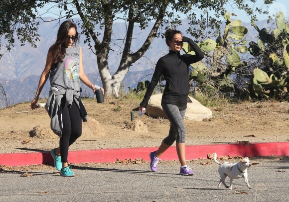 Exclusif - Cara Santana et Ashley Madekwe font de la randonnee sur les collines d'Hollywood, le 4 decembre 2013. 