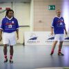 Lilian Thuram, Christian Karembeu et Alain Boghossian lors d'un match de gala avec France 98 pour l'Academie Bernard Diomède à Issy-les-Moulineaux, le 1er juin 2015. 