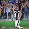 Juventus' Arturo Vidal jubilates after scoring on penalty the goal during the UEFA Champions League Quarter Final soccer match, Juventus FC Vs Monaco FC at the Juventus Stadium in Turin, Italy on April 14, 2015. Photo by Di Marco/ANSA/ABACAPRESS.COM15/04/2015 - Turin