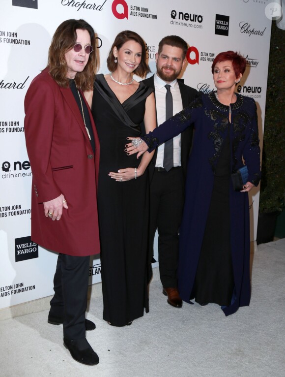 Ozzy Osbourne, Sharon Osbourne, Jack Osbourne, Lisa Osbourne - Soirée "Elton John AIDS Foundation Oscar Party" 2015 à West Hollywood, le 22 février 2015.  