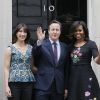 Samantha et David Cameron, Michelle Obama - La première dame des Etats-Unis a été reçue par le premier ministre britannique au 10 Downing Street à Londres, à l'occasion de son voyage en Europe. Le 16 juin 2015
