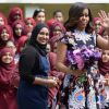 Michelle Obama en visite à la Mulberry School for Girls de Tower Hamlets, à Londres le 16 juin 2015
