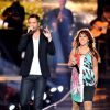 Exclusif - Emmanuel Moire et la chanteuse Zaz, dans les arènes de Nîmes à l'occasion de la spéciale Fête de la musique de l'émission La Chanson de l'année sur TF1, le samedi 20 juin 2015.