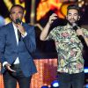 Exclusif - Nikos Aliagas et Kendji Girac, dans les arènes de Nîmes à l'occasion de la spéciale Fête de la musique de l'émission La Chanson de l'année sur TF1, le samedi 20 juin 2015.
