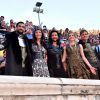 Exclusif - Florent Mothe, Zaho (Zahera Darabid), Fabien Incardona, Camille Lou et Charlie Boisseau, dans les arènes de Nîmes à l'occasion de la spéciale Fête de la musique de l'émission La Chanson de l'année sur TF1, le samedi 20 juin 2015.