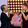 Exclusif - Le chanteur Calogero et Louane Emera, dans les arènes de Nîmes à l'occasion de la spéciale Fête de la musique de l'émission La Chanson de l'année sur TF1, le samedi 20 juin 2015.