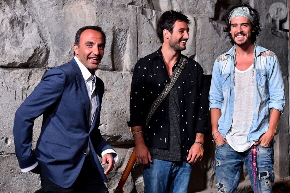 Exclusif - Le groupe Fréro Delavega (Jérémy Frérot et Florian Garcia dit Florian Delavega), dans les arènes de Nîmes pendant les répétitions de la spéciale Fête de la musique de l'émission La Chanson de l'année sur TF1, le samedi 20 juin 2015.
