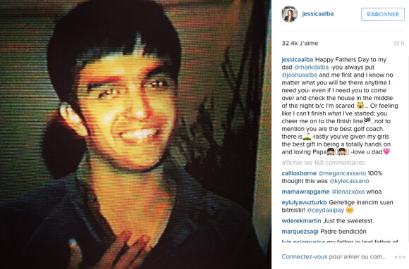 Jessica Alba poste une photo de son père à l'occasion de la fête des pères sur Instagram le 21 juin 2015.
