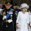 Le prince Charles, prince de Galles Camilla Parker-Bowles, duchesse de Cornouailles - Messe de commémoration de la bataille de Waterloo à Londres le 18 juin 2015.