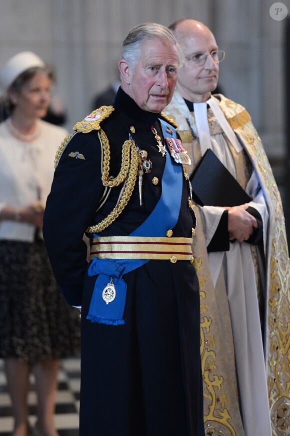 Le prince Charles, prince de Galles - Messe de commémoration de la bataille de Waterloo à Londres le 18 juin 2015. 