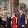 Angélica Rivera, la reine Lezizia d'Espagne, le roi Felipe VI d'Espagne - Dîner au palais national de Mexico lors de la visite officielle du roi Felipe VI et la reine Letizia d'Espagne au Mexique le 29 juin 2015.  