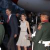 Le roi Felipe VI et la reine Letizia d'Espagne arrivent au Mexique pour une visite d'Etat le 28 juin 2015.