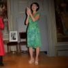 Exclusif - Fleur Pellerin, Isabella Rossellini - Cérémonie de remise d'insignes de Commandeur de l'Ordre des Arts et des Lettres à Isabella Rossellini dans le salon Roger Blin au théâtre de l'Odéon à Paris, le 30 juin 2015.