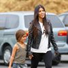 Kourtney Kardashian et son fils - La famille Kardashian tourne un épisode de son émission de télé-réalité à Calabasas, le 1er juillet 2015