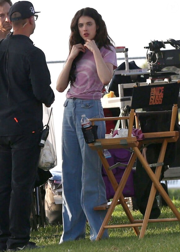 Margaret Qualley (fille d'Andie MacDowell) - Tournage du film "The Nice Guys" à Los Angeles, le 4 février 2015.  