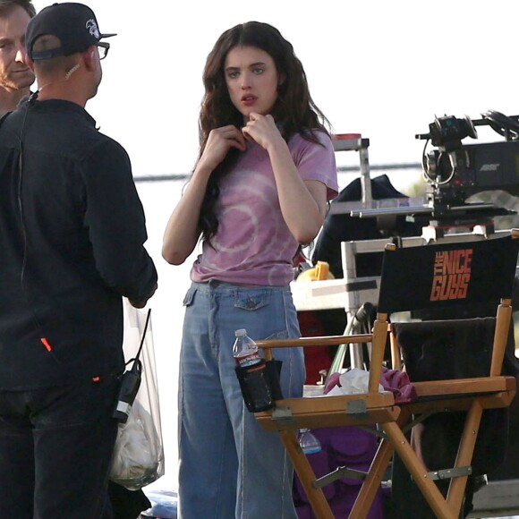 Margaret Qualley (fille d'Andie MacDowell) - Tournage du film "The Nice Guys" à Los Angeles, le 4 février 2015.  