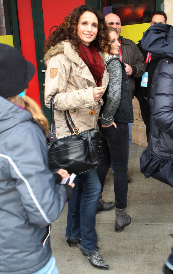 Andie MacDowell dans les rues de Park City lors du Festival du Film de Sundance dans l'Utah, le 27 janvier 2015  
