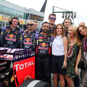 Les anciennes Spice Girls Geri Halliwell, Melanie Chisholm et Emma Bunton lors du Grand Prix de Formule 1 à Silverstone, le 5 juillet 2015