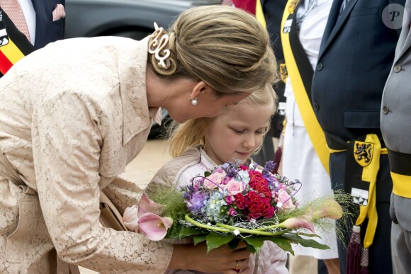 La princesse Eléonore de Belgique accompagnait sa mère la reine Mathilde, le 12 juillet 2015, pour la fête de la bénédiction de la mer, sur la plage de Blankenberge.