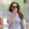 Katie Holmes gets caught in the wind as she goes for a stroll in New York City, NY, USA on July 14, 2015. The actress flashed a gold ring on her wedding finger as she walked and checked her cell phone messages. Katie is also rumored to be romancing Jamie Foxx. Photo by MachettePix/Startraks/ABACAPRESS.COM15/07/2015 - New York City