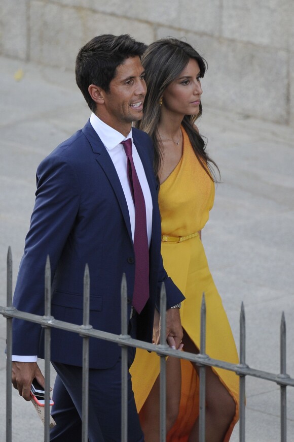 Fernando Verdasco et sa compagne Ana Boyer lors du mariage de Feliciano Lopez et Alba Carrillo à l'Alcazar de Tolède le 17 juillet 2015