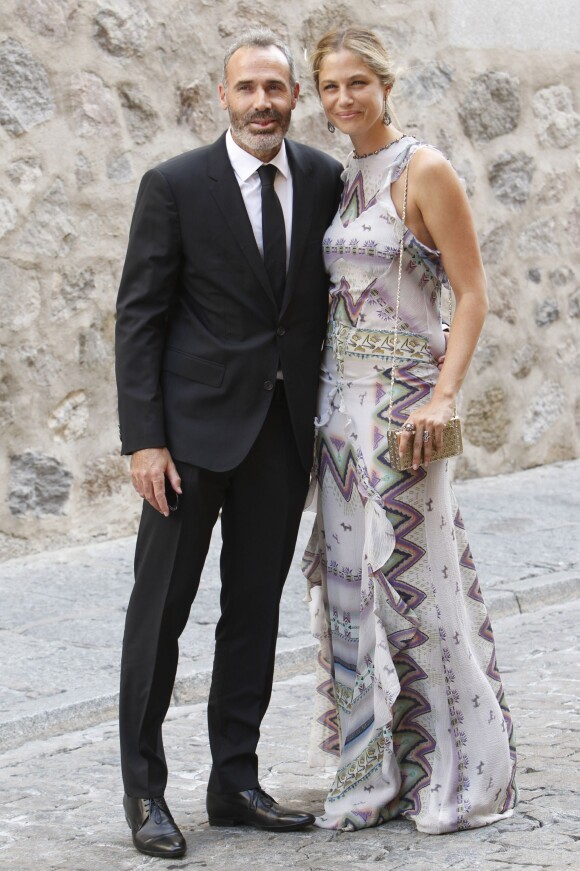 Alex Corretja et sa femme Martina Klein lors du mariage de Feliciano Lopez et Alba Carrillo à l'Alcazar de Tolède le 17 juillet 2015