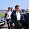 Nicolas Sarkozy avec sa femme Carla sont dans les rues de Nice après avoir déjeuné au restaurant "La Petite Maison" et avant de rencontrer les élus et les militants Républicains au jardin Albert 1er le 19 juillet 2015.