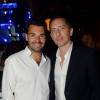 Exclusif - Antoine Chevanne (propriétaire du Byblos) et Gad Elmaleh - Soirée "Summer Party" au club Le Byblos à Saint-Tropez, le 16 juillet 2015.