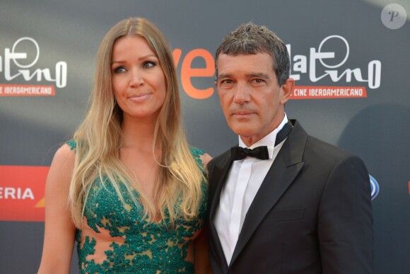 Antonio Banderas et sa compagne Nicole Kimpel à la soirée Platino Awards 2015 à Marbella en Espagne, le 18 juillet 2015