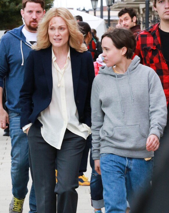 Julianne Moore, Ellen Page - Tournage du film "Freeheld" à New York, le 2 octobre 2014.