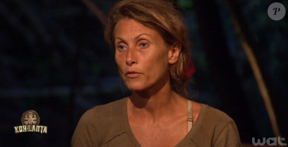 Chantal lors du conseil final, dans Koh-Lanta 2015 sur TF1 (épisode 14 du vendredi 24 juillet 2015).