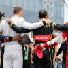 Les pilotes rassemblés lors de l'hommage rendu à Jules Bianchi au Grand Prix de Hongrie, le 26 juillet 2015 à Mogyoród