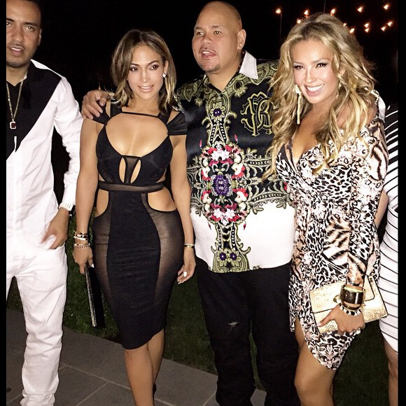 French Montana, Jennifer Lopez, Fat Joe et Thalia lors de la soirée d'anniversaire de JLo au 1OAK de Southampton. Le 25 juillet 2015.