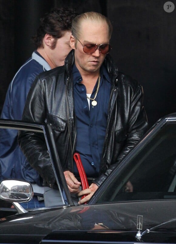 Johnny Depp - Amber Heard rend visite à son fiancé Johnny Depp sur le tournage de "Black Mass" à Lynn dans le Massachusett le 21 juillet 2014.