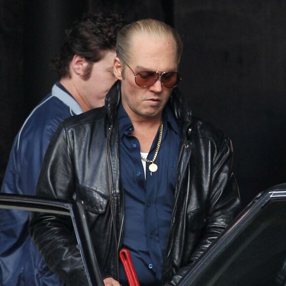 Johnny Depp - Amber Heard rend visite à son fiancé Johnny Depp sur le tournage de "Black Mass" à Lynn dans le Massachusett le 21 juillet 2014.