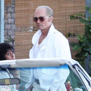 Exclusif - Johnny Depp sur le tournage du film "Black Mass" à Revere, le 11 juillet 2014.