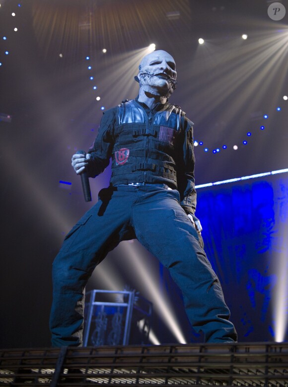 Corey Taylor et son groupe Slipknot en concert lors du Heineken Music Hall d'Amsterdam, le 1er février 2015